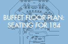 Coast floor plan for 184 guests with buffet